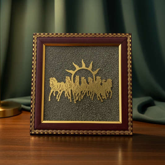 7 Horses on Raw Pyrite Frame