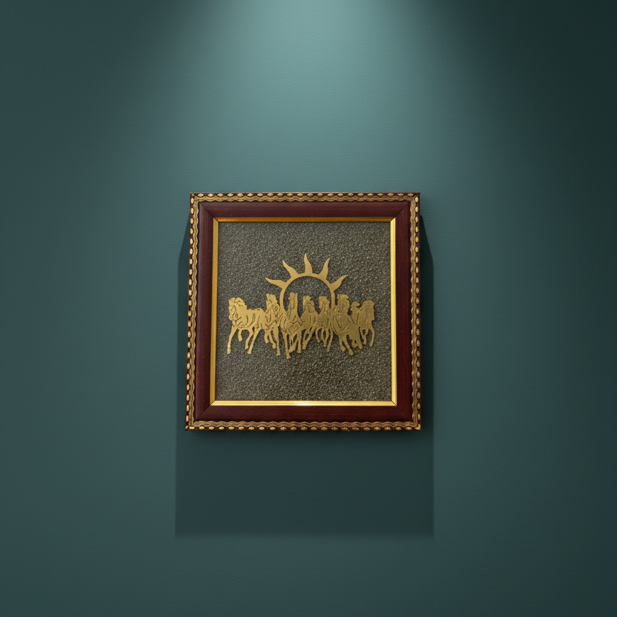 7 Horses on Raw Pyrite Frame