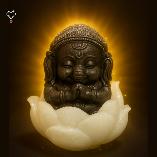 Beautiful Ganesha Idol with White Lotus