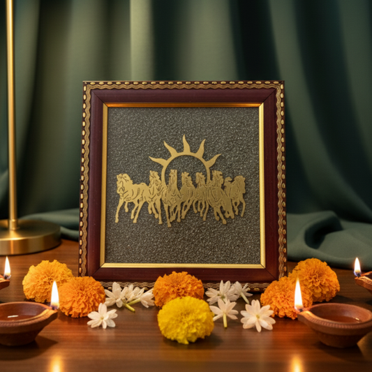 7 Horses on Raw Pyrite Frame