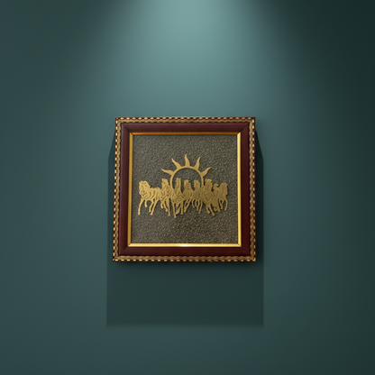 7 Horses on Raw Pyrite Frame